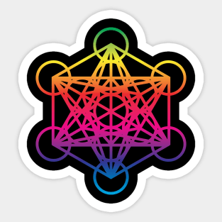 Metatron's Cube Sacred Geometry Retro Rainbow Sticker